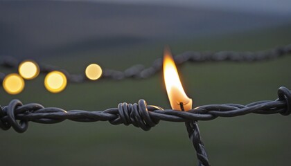 Candlelight Vigil: Illuminating Human Rights and Social Justice Amidst Barbed Wire Barriers