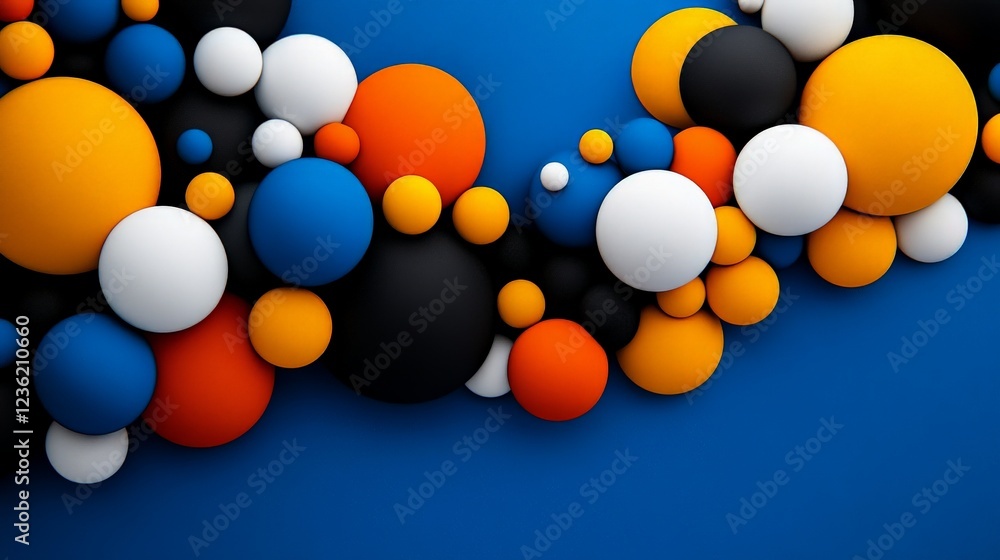 Poster abstract sphere pattern: a vibrant, contemporary design features an array of colorful, 3d spheres ar