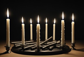 Fototapeta premium Candles of Remembrance: Honoring the Victims of the Holocaust on January 27