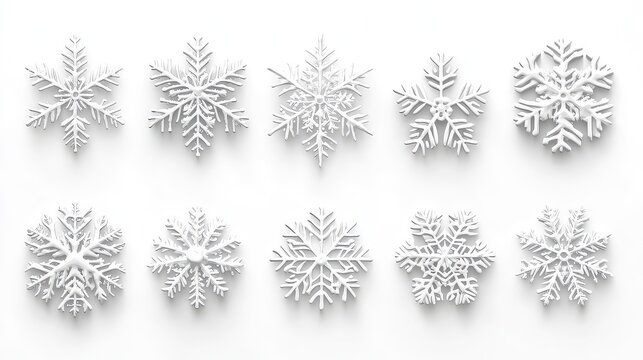 Vector heavy snowfall, snowflakes in different shapes and forms. Snow flakes, snow background. Falling Christmas. Stock royalty free vector illustration. PNG, on white background