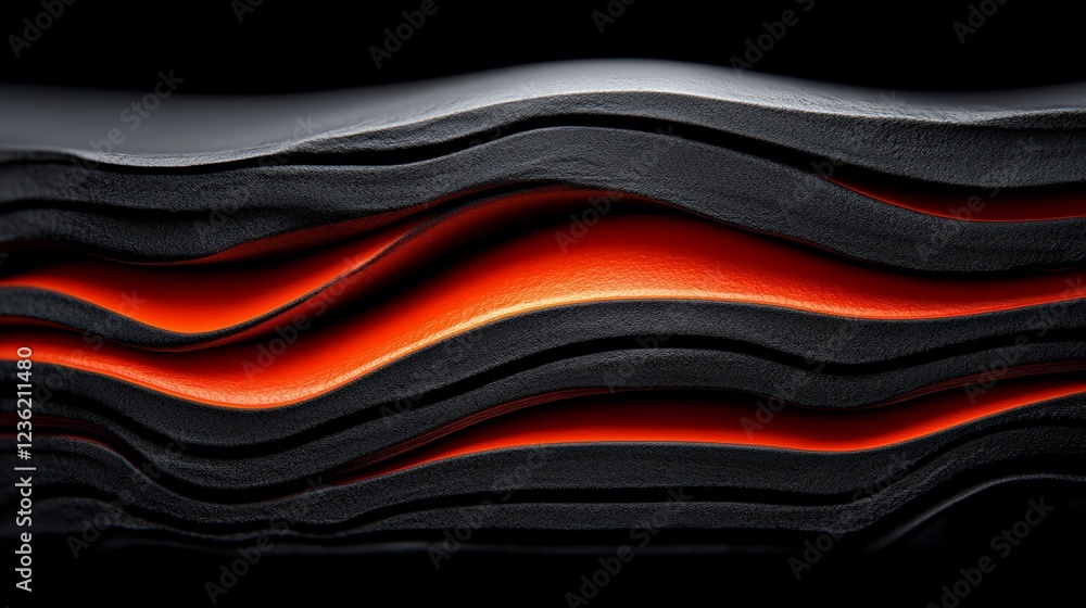 Poster abstract ripples of orange and black: a mesmerizing abstract background with undulating waves of vib