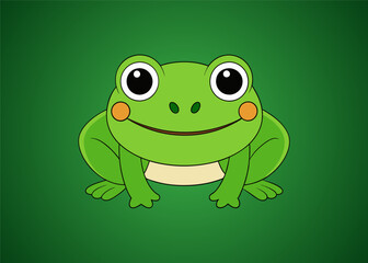 Green frog sitting on a leaf with a wreath of flowers. Cartoon style. Vector illustration