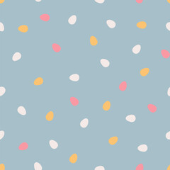 Cute Easter seamless pattern. Happy Easter. Small eggs polka dot texture on pink background. Vector illustration