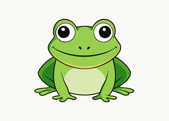 Set of green smiling frogs sit. Frog princess with a wreath of flowers. Cartoon style. Vector illustration