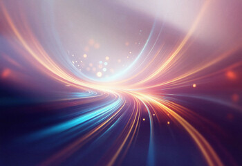 Abstract sci-fi background featuring a double exposure effect.  Swirling, vibrant light streaks...