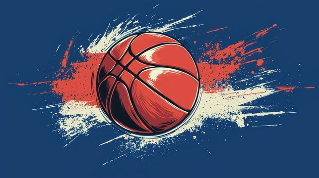 A dynamic sports banner featuring a basketball game in action, promoting a local tournament.