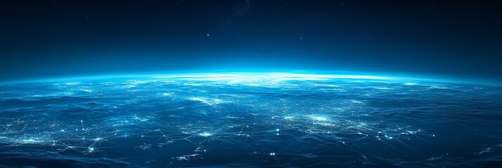 Global Network Blue Planet With Digital Connections Representing Worldwide Communication