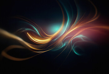 Abstract sci-fi background featuring a double exposure effect.  Swirling, luminous colors create a...
