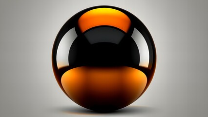 Futuristic Black and Gold Spherical Object with Reflective Surface

