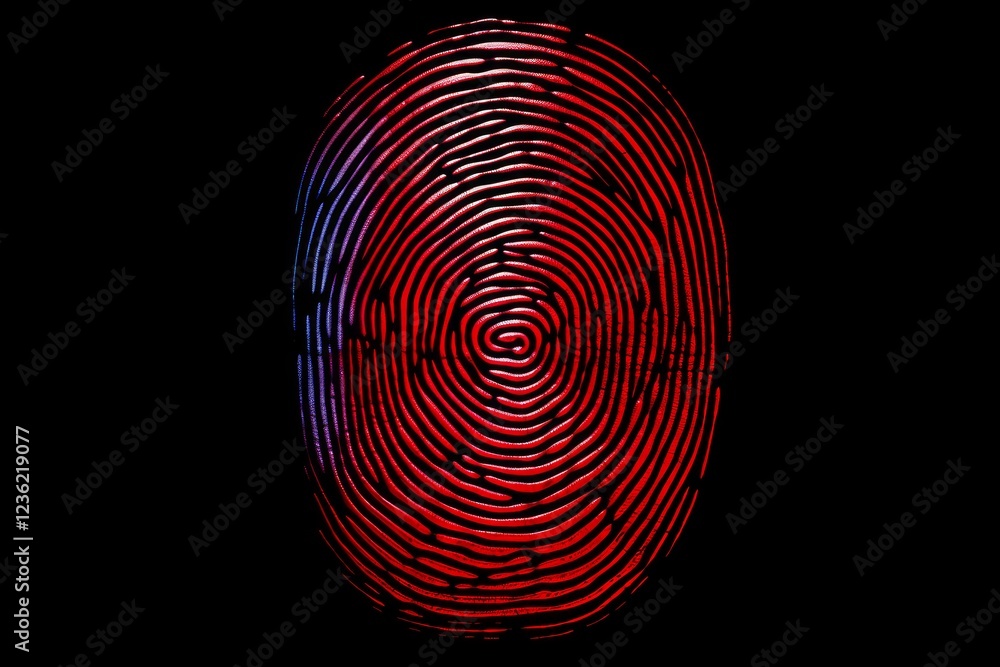 Canvas Prints red and blue fingerprint glowing on dark background representing identity, security, and access cont