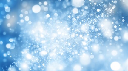 Glittering Blue Background, Abstract Wallpaper With Sparkling Lights And Bokeh Effects