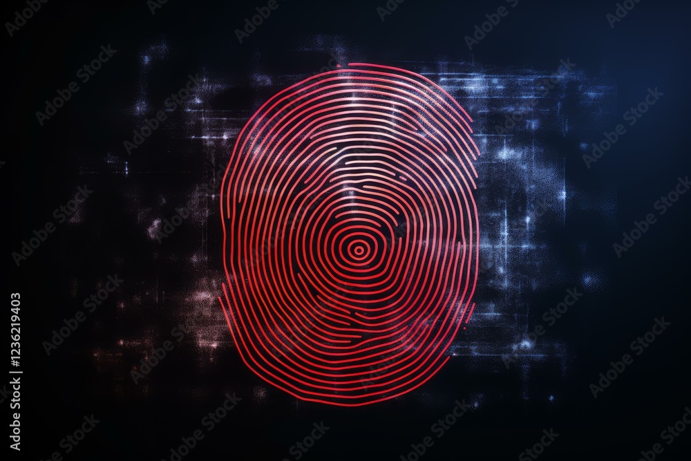 Canvas Prints red fingerprint glowing on dark background representing biometric scanning, cybersecurity, and perso