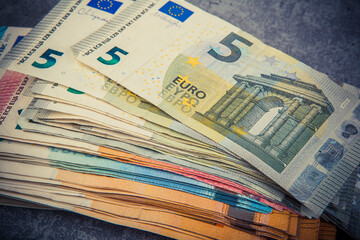 Euro banknotes money (EUR), currency of the European Union
