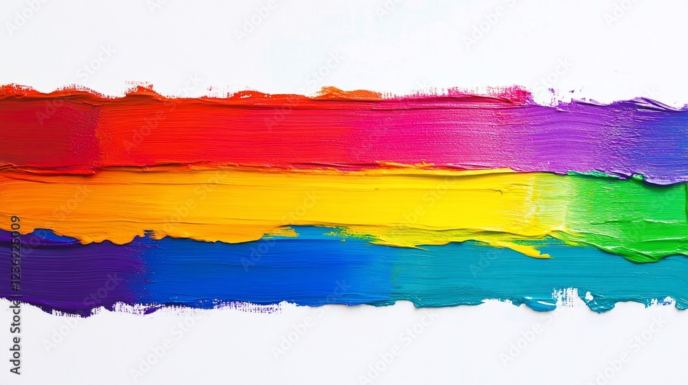 Poster vibrant colorful paint strokes blending smoothly on white background creating abstract art