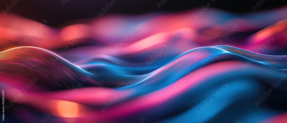 Poster waves of vibrant colors flowing together, creating a mesmerizing abstract background for digital art