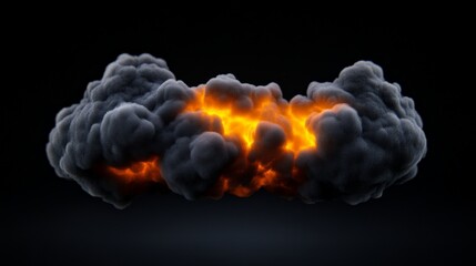 Fiery Smoke Cloud: A dramatic 3D render of a swirling, ominous smoke cloud with fiery embers bursting from its core,  a powerful image suggesting both chaos and hidden potential.