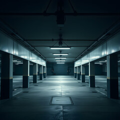 dark liminal space garage interior