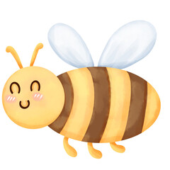 hand drawn watercolor cartoon bee
