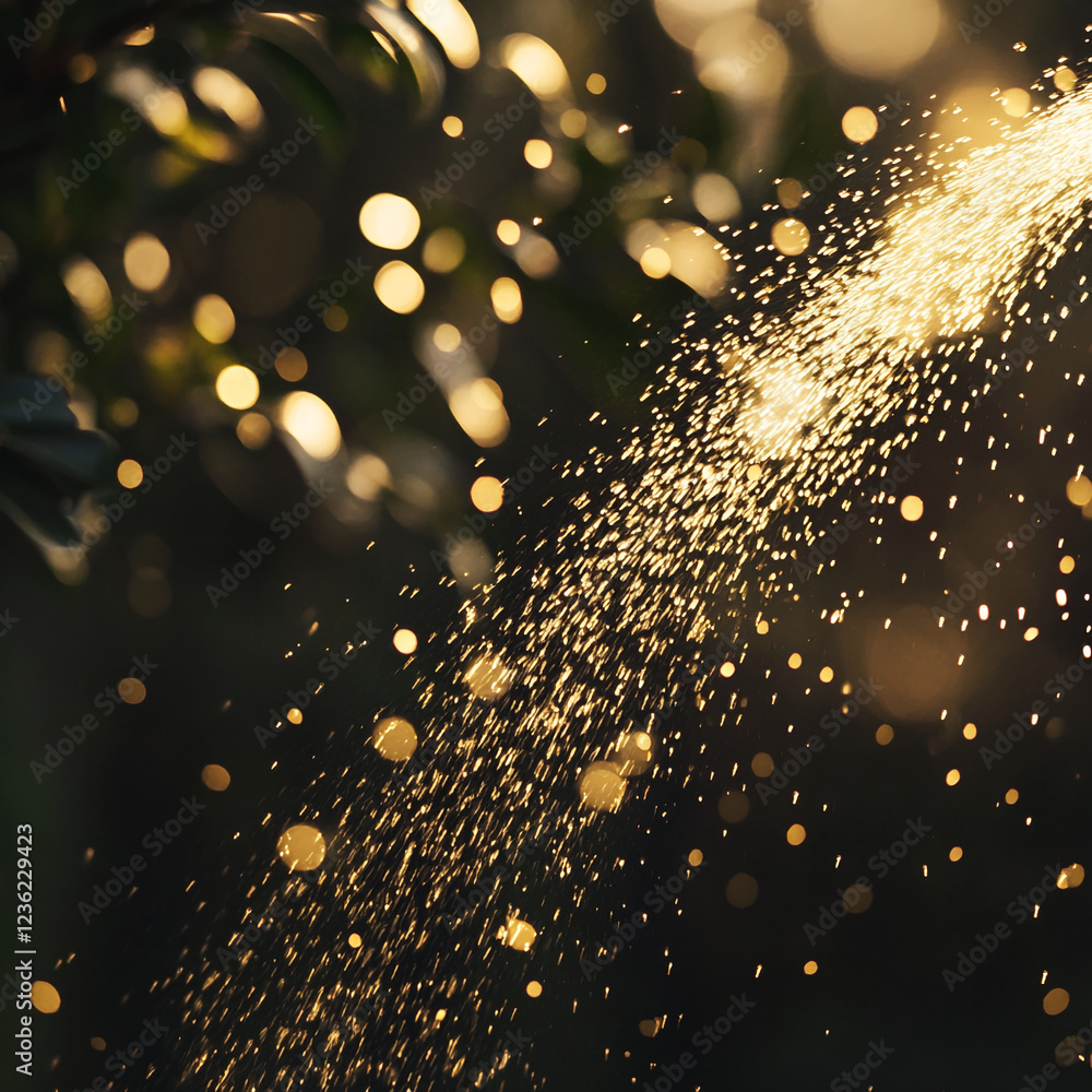 Aufkleber a close-up shot of water droplets sparkling in the sunlight, creating a shimmering golden effect as 