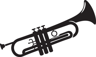 Trumpet silhouette vector art illustration. Black and white Trumpet vector illustration. © Rina