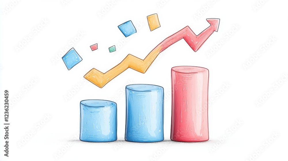 Poster Financial Report Analysis Icon Displaying Data Focus Graphical Representation and Upward Growth Progress Indicating Business Analytics and Investment Strategy