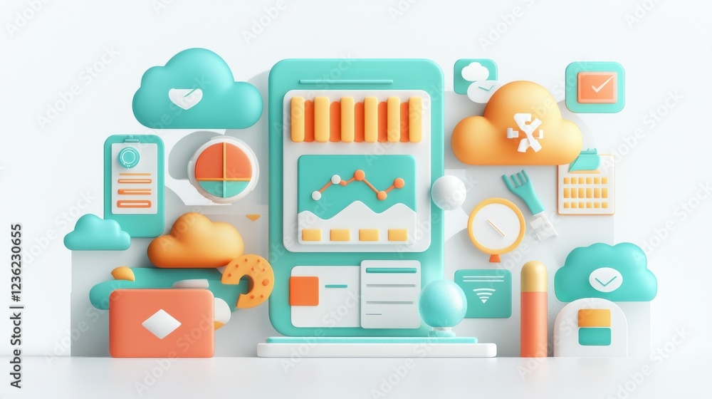 Aufkleber detailed business finance data and analytics icons for financial planning market insights and decisi