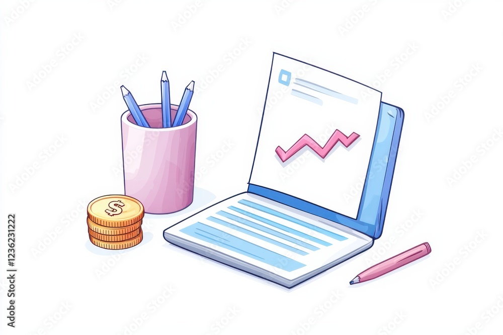 Poster financial data extraction and analysis on laptop with analytical graphs charts and business reportin