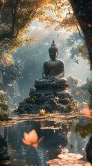 Lord buddha. Buddha statue wallpaper illustration.