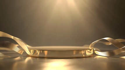 Obraz premium Golden Platform with Elegant Ribbons Design