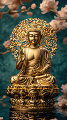 Fototapeta premium Lord buddha. Buddha statue wallpaper illustration.