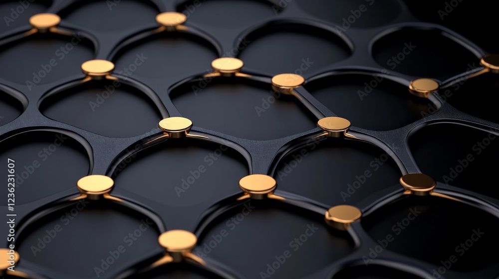 Poster black and gold abstract: an abstract texture with a grid pattern of interlocked curves in black and 