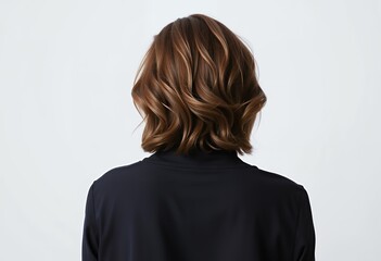 Elegant Back Short Hair with Soft Waves and Subtle Highlights