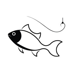 fish on hook vector illustration