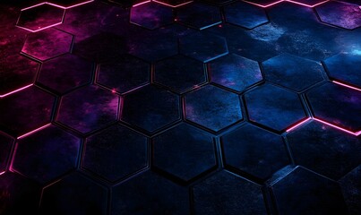 Glowing Hexagon Pattern, Futuristic Background, Abstract Design, Tech Texture, Website Design