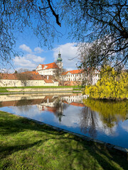 Brevnov Monastery in Prague, Czech republic in spring. The oldest Czech benedictine male monastery...