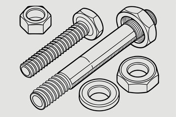 Metal machine parts, mechanical components, industrial hardware, stainless steel, bolts, nuts, screws, fittings, precision engineering, automotive parts, aerospace components, high-resolution detail, 