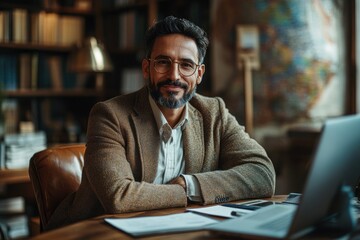 Obraz premium Confident businessman working in cozy office space