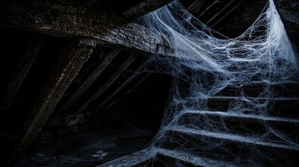 A dark, creepy basement with cobwebs in the corners and a feeling of abandonment.