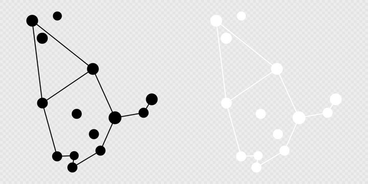 Cepheus constellation map set. Vector illustration.