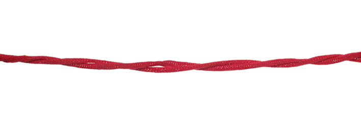 Red string, rope hanging isolated on white, clipping path