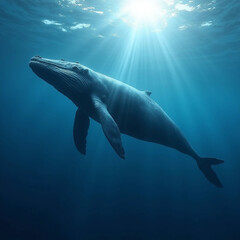 Fototapeta premium Majestic Humpback Whale in the Ocean Depths
