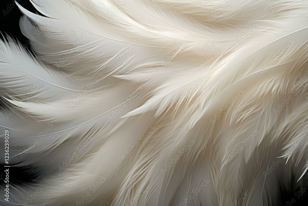 Aufkleber close up of delicate, overlapping white feathers creating a soft, textured background