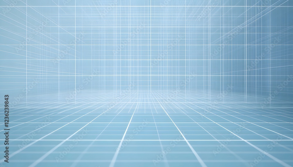 Poster abstract grid pattern blue background three dimensional space