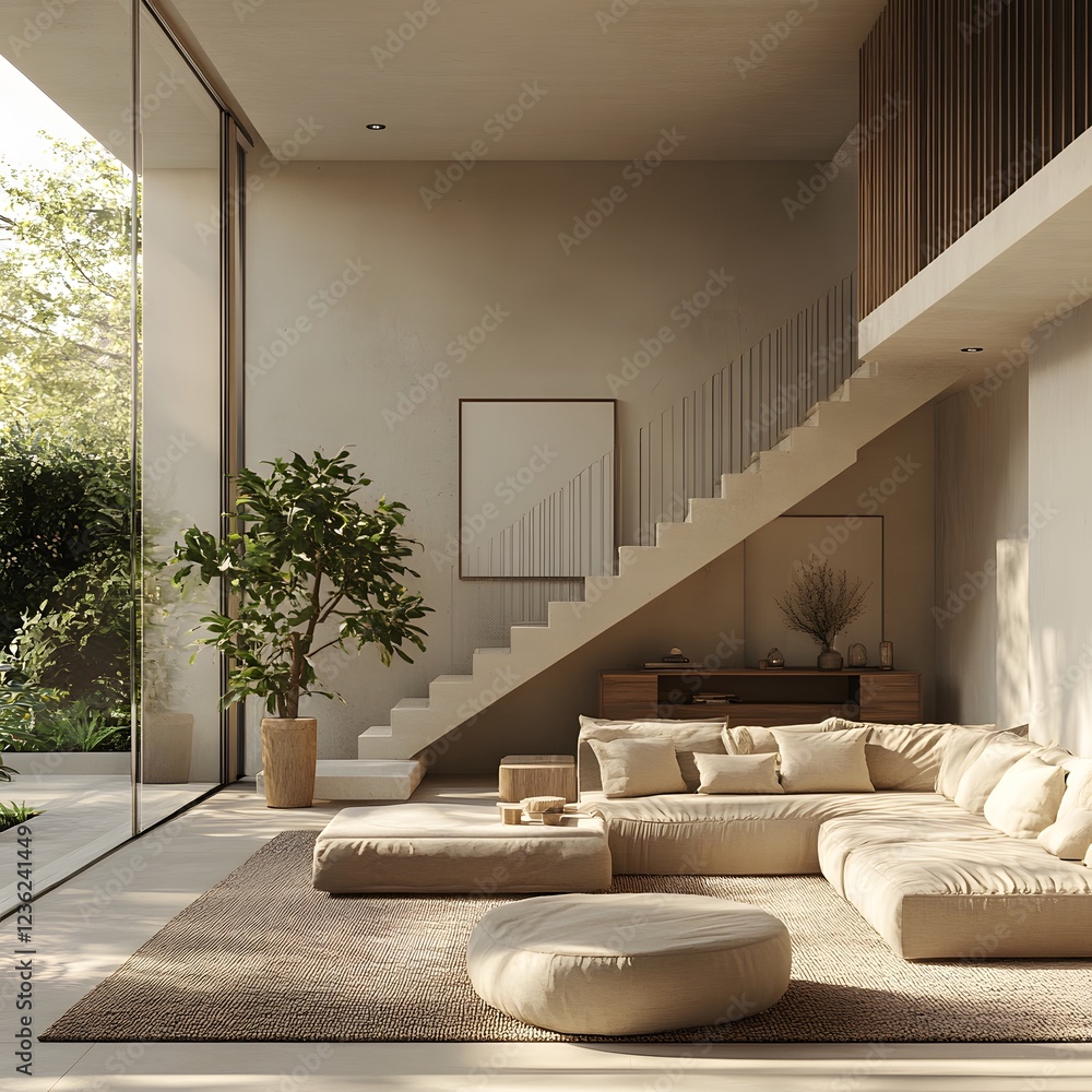 Aufkleber multiple angles of frame mockup in a modern home interior the design features contemporary furniture
