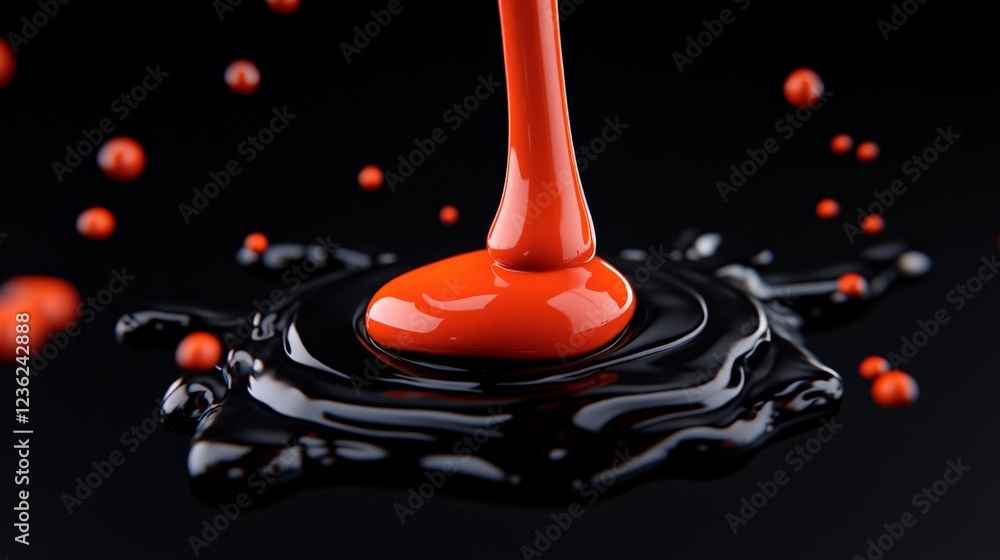 Poster orange paint splash: a captivating abstract image featuring a stream of orange paint splashing into 