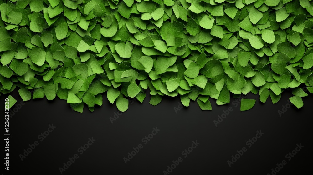 Poster abstract green leaf border: a minimalist design featuring an array of abstract green leaves cascadin