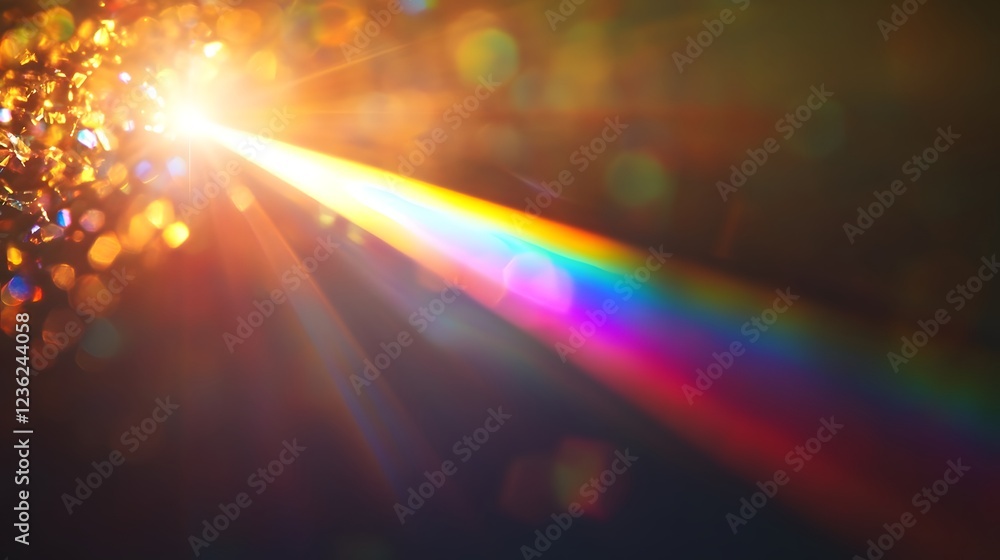 Poster Breathtaking natural light display with a vibrant rainbow spectrum of colors and radiant sunbeams shining through the atmosphere creating a captivating and mesmerizing celestial phenomenon