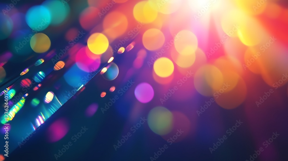 Poster Brilliant and captivating this image showcases a mesmerizing display of vibrant neon lights bokeh effects and a kaleidoscopic fusion of colors that create an ethereal luminous and radiant atmosphere
