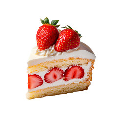Strawberry Shortcake Slice on transparent background, Generative Ai