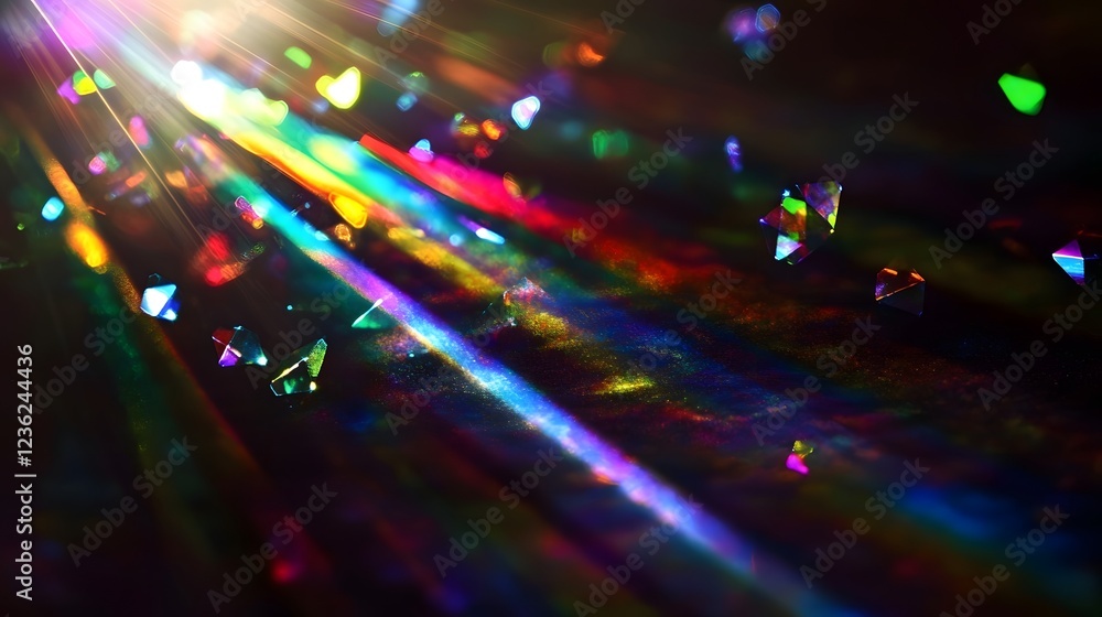 Fototapete Captivating kaleidoscopic explosion of vibrant colorful lights creating a mesmerizing dreamlike party scene  The image is filled with a dazzling array of neon rays shimmering sparkles